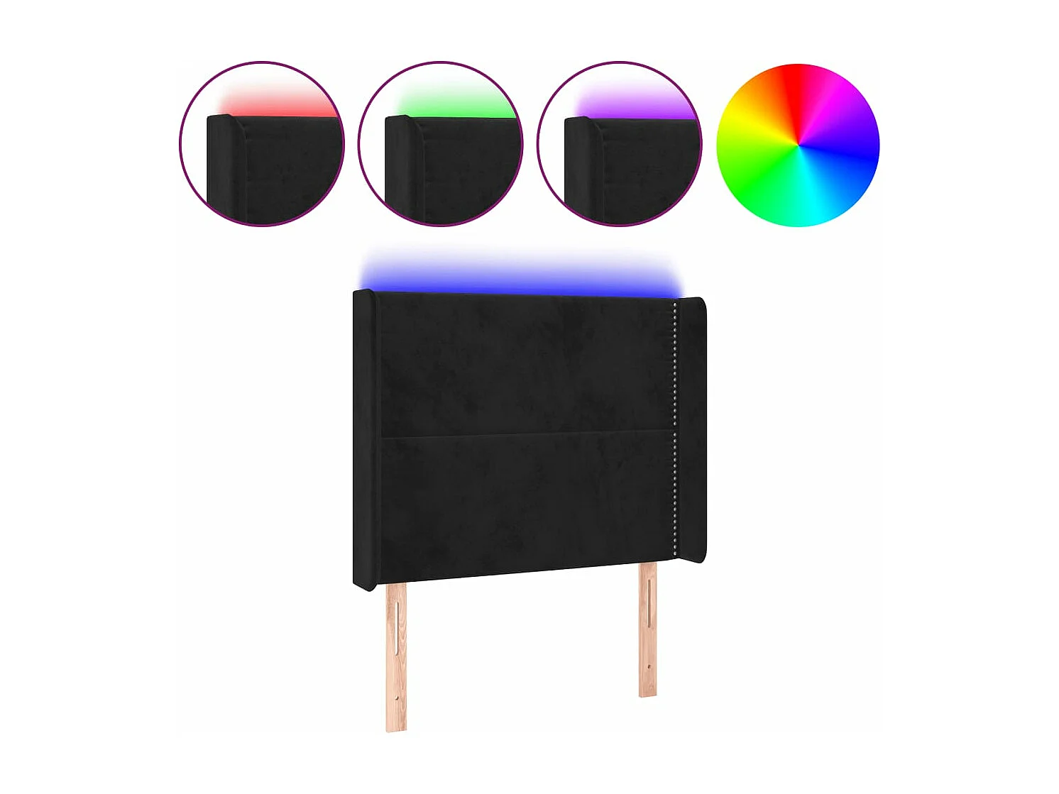 LED - Kopfteil für Bett | Bett-Kopfteil Schwarz 93x16x118/128 cm Samt -MN244613