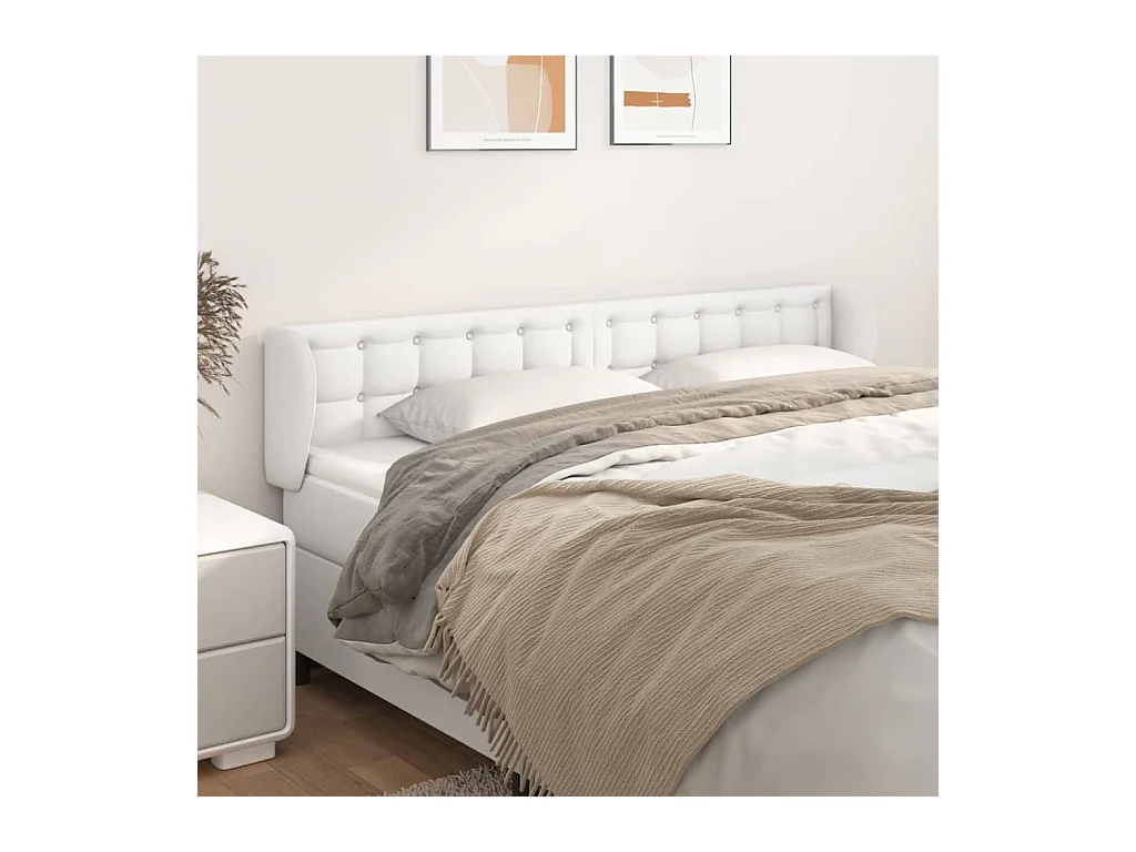 Kopfteil für Bett | Bett-Kopfteil mit Ohren Weiß 183x23x78/88 cm Kunstleder -MN338937