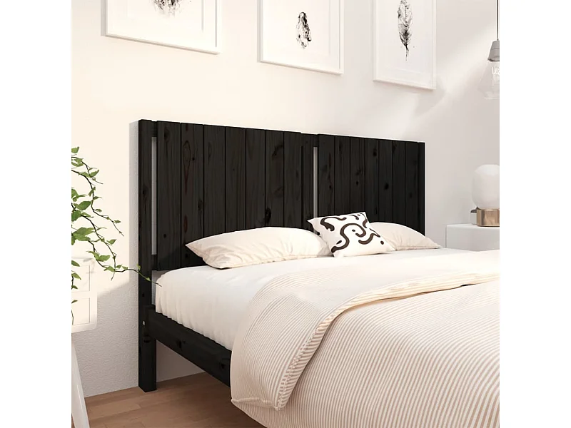 Kopfteil für Bett | Bett-Kopfteil Schwarz 165,5x4x100 cm Massivholz Kiefer -MN223439