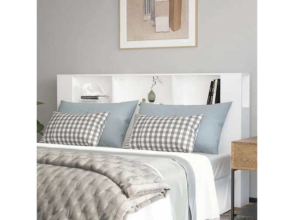 Kopfteil für Bett | Bett-Kopfteil mit Ablagen Weiß 180x18,5x104,5 cm -MN431577