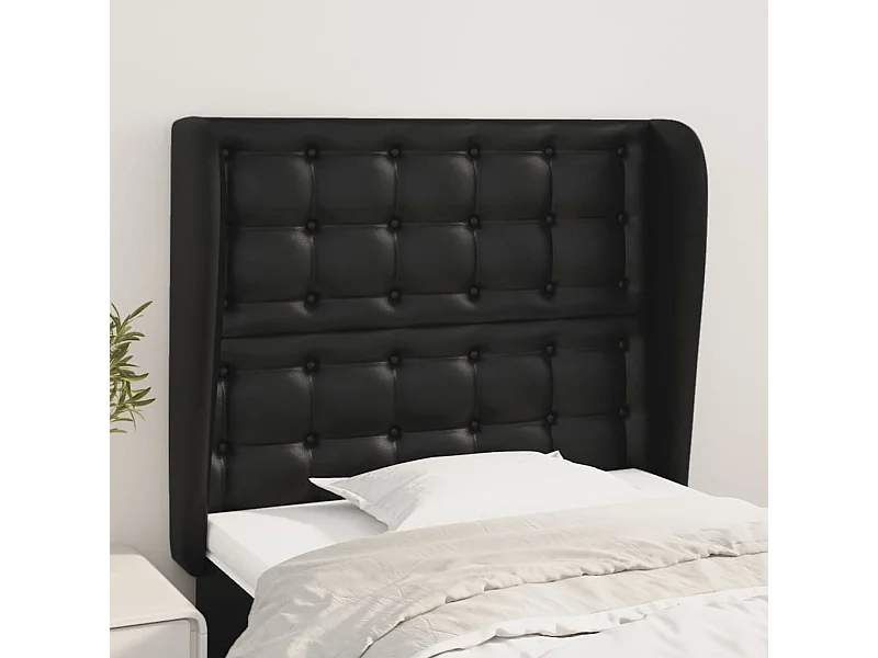 Kopfteil für Bett | Bett-Kopfteil mit Ohren Schwarz 103x23x118/128 cm Kunstleder -MN894078