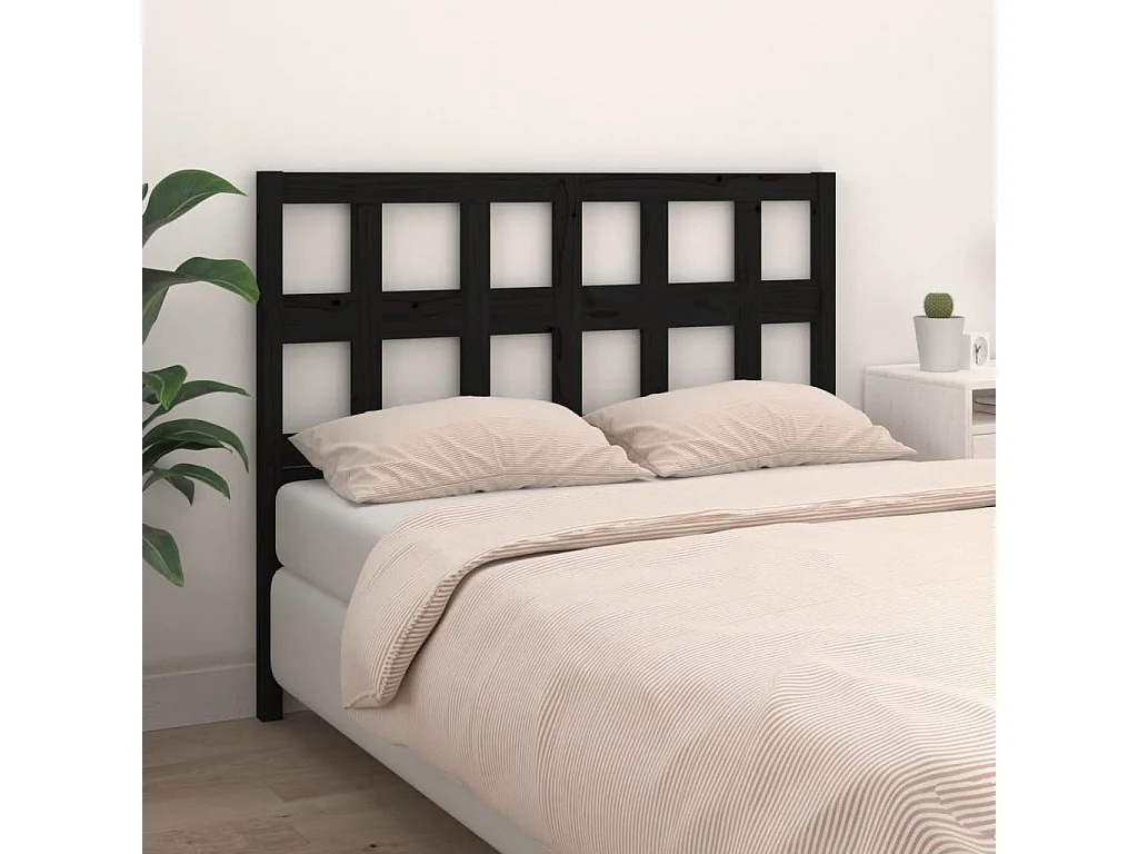 Kopfteil für Bett | Bett-Kopfteil Schwarz 125,5x4x100 cm Massivholz Kiefer -MN948061