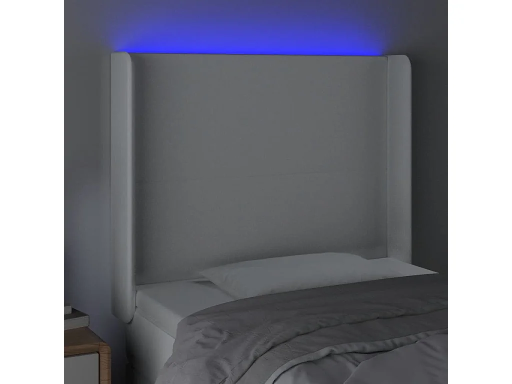 LED - Kopfteil für Bett | Bett-Kopfteil Weiß 93x16x118/128 cm Kunstleder -MN625019