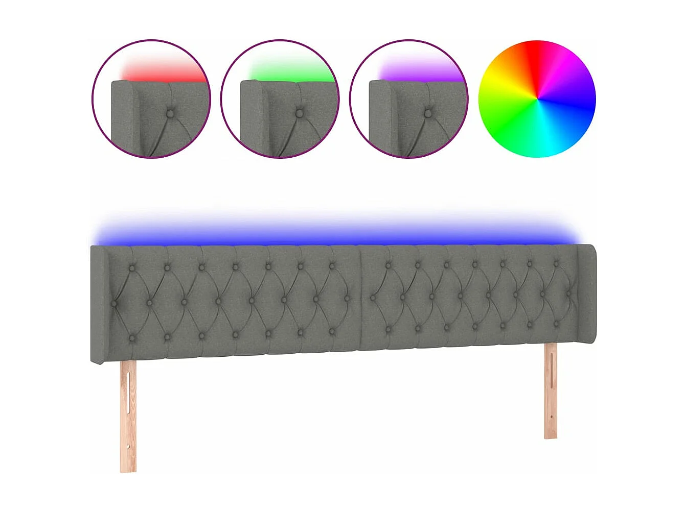 LED - Kopfteil für Bett | Bett-Kopfteil Dunkelgrau 183x16x78/88 cm Stoff -MN497205