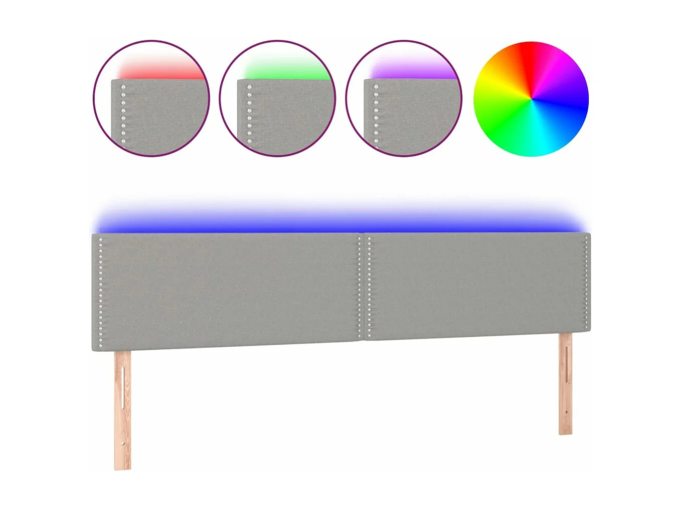 LED - Kopfteil für Bett | Bett-Kopfteil Hellgrau 180x5x78/88 cm Stoff -MN266503