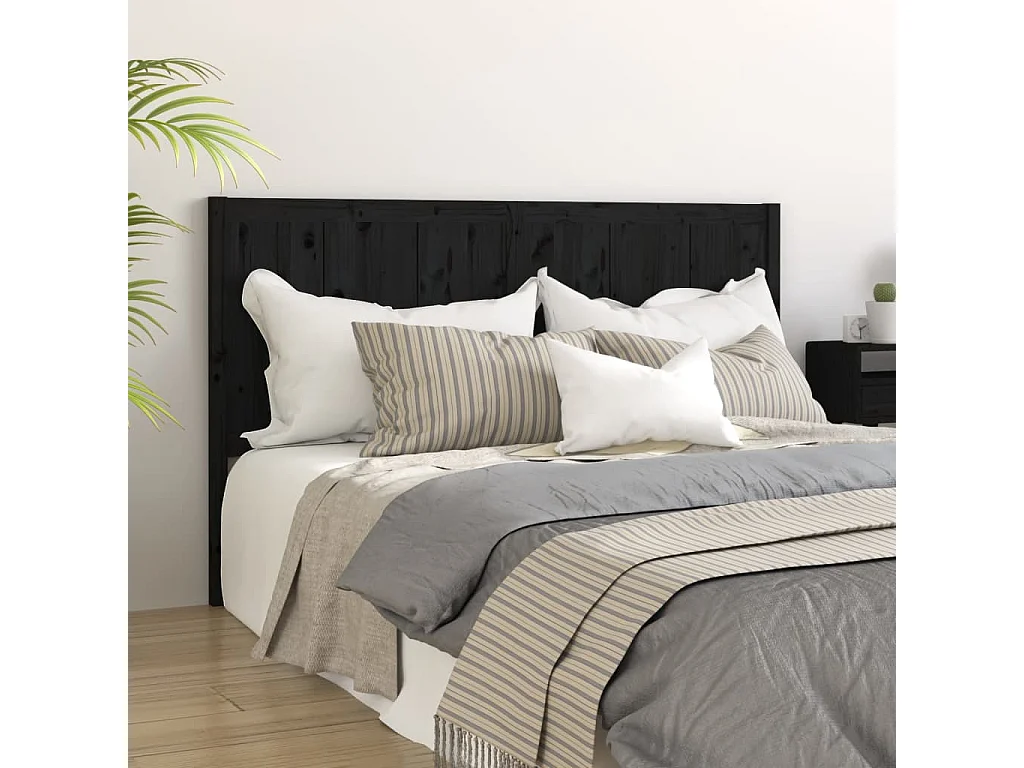Kopfteil für Bett | Bett-Kopfteil Schwarz 205,5x4x100 cm Massivholz Kiefer -MN505177