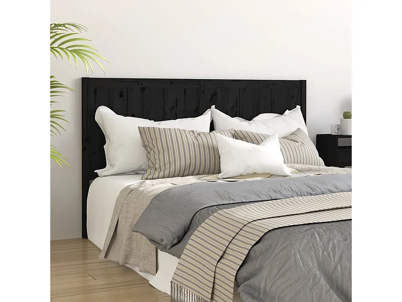 Kopfteil für Bett | Bett-Kopfteil Schwarz 205,5x4x100 cm Massivholz Kiefer -MN505177