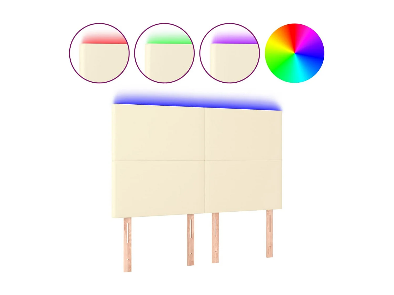 LED - Kopfteil für Bett | Bett-Kopfteil Creme 144x5x118/128 cm Kunstleder -MN432995