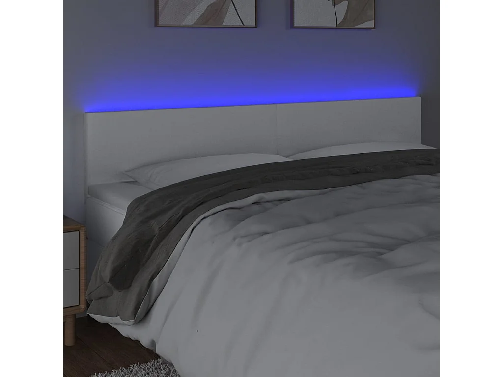 LED - Kopfteil für Bett | Bett-Kopfteil Weiß 200x5x78/88 cm Kunstleder -MN225721