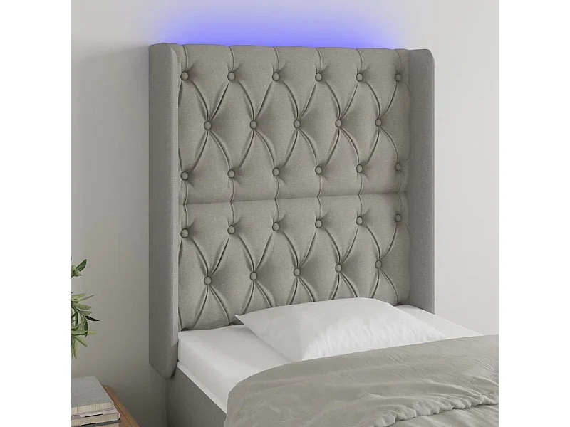 LED - Kopfteil für Bett | Bett-Kopfteil Hellgrau 83x16x118/128 cm Stoff -MN974281