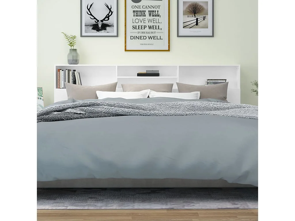 Kopfteil für Bett | Bett-Kopfteil mit Ablagen Weiß 220x19x103,5 cm -MN331086