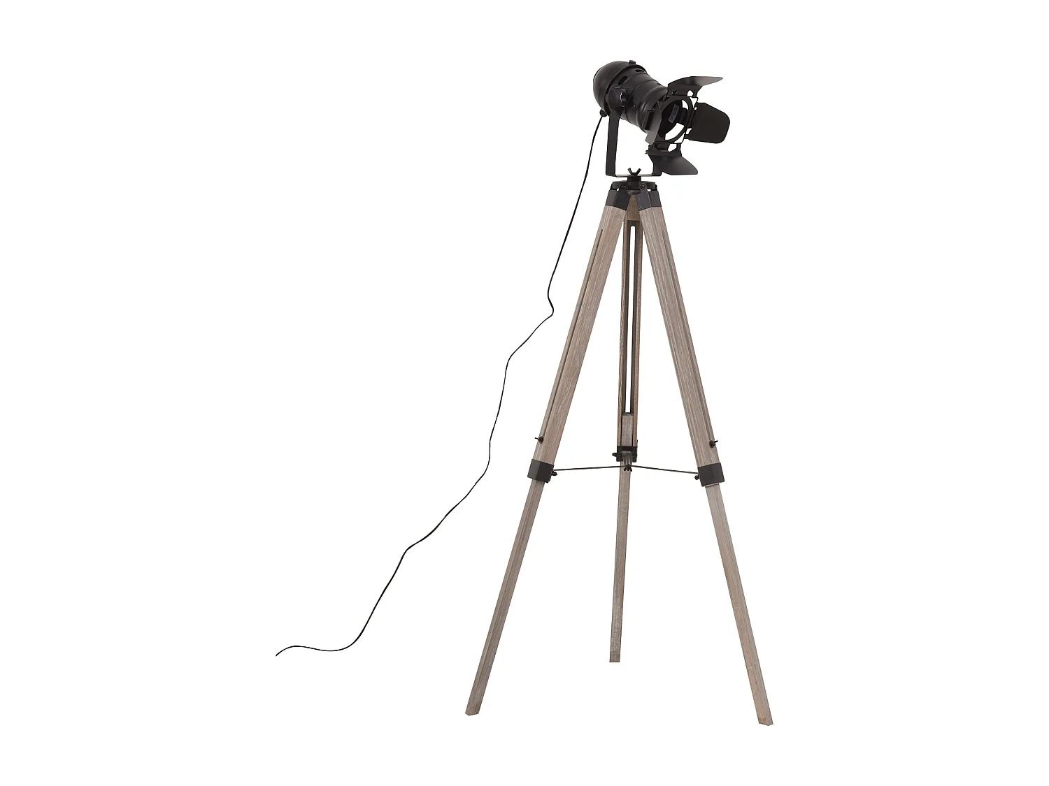 Lampadaire trépied style industriel hauteur réglable H100-140 cm noir