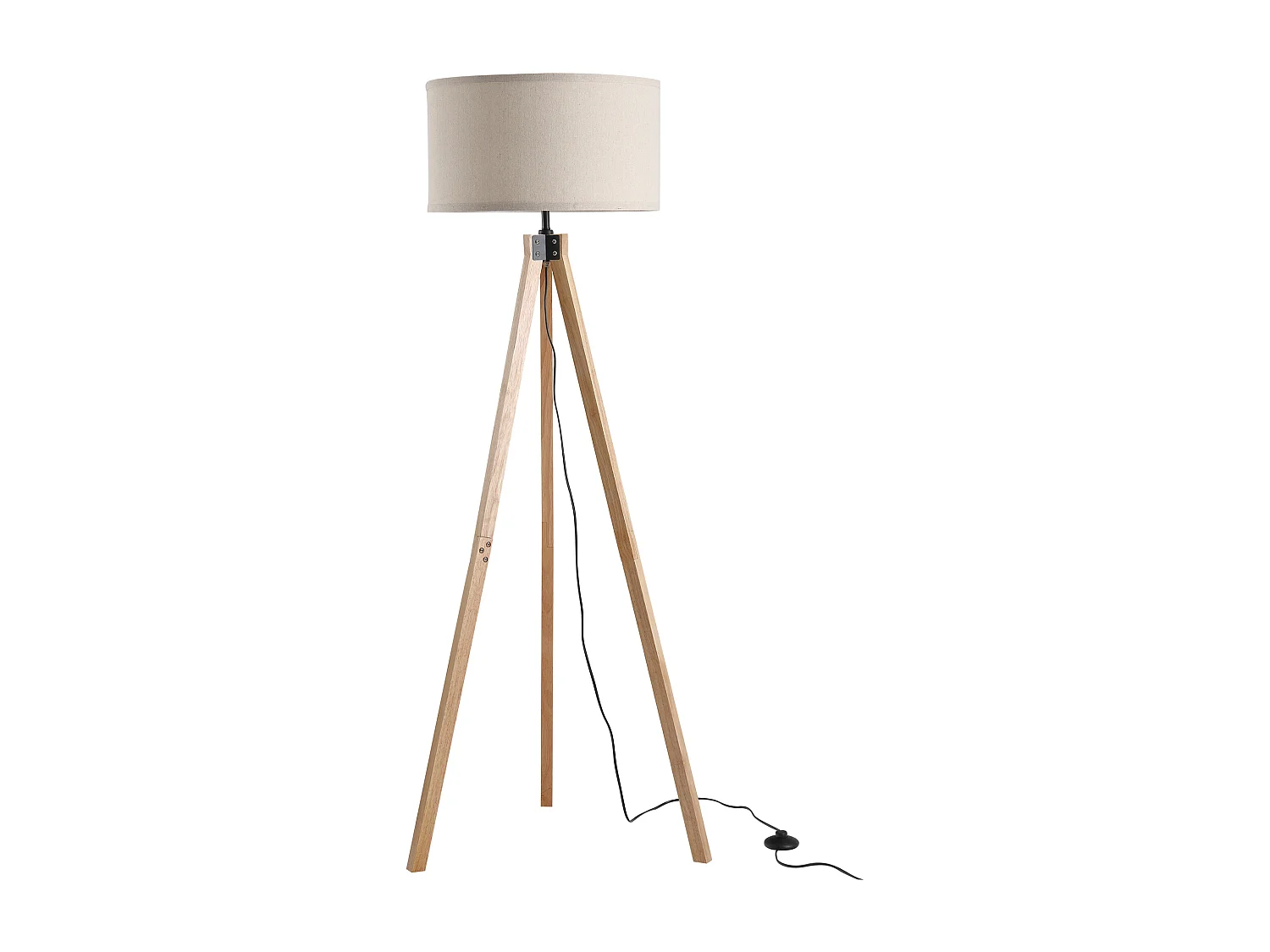 Lampadaire trépied style scandinave 40 W max. dim. 45L x 45l x 152H cm bois de pin lin beige