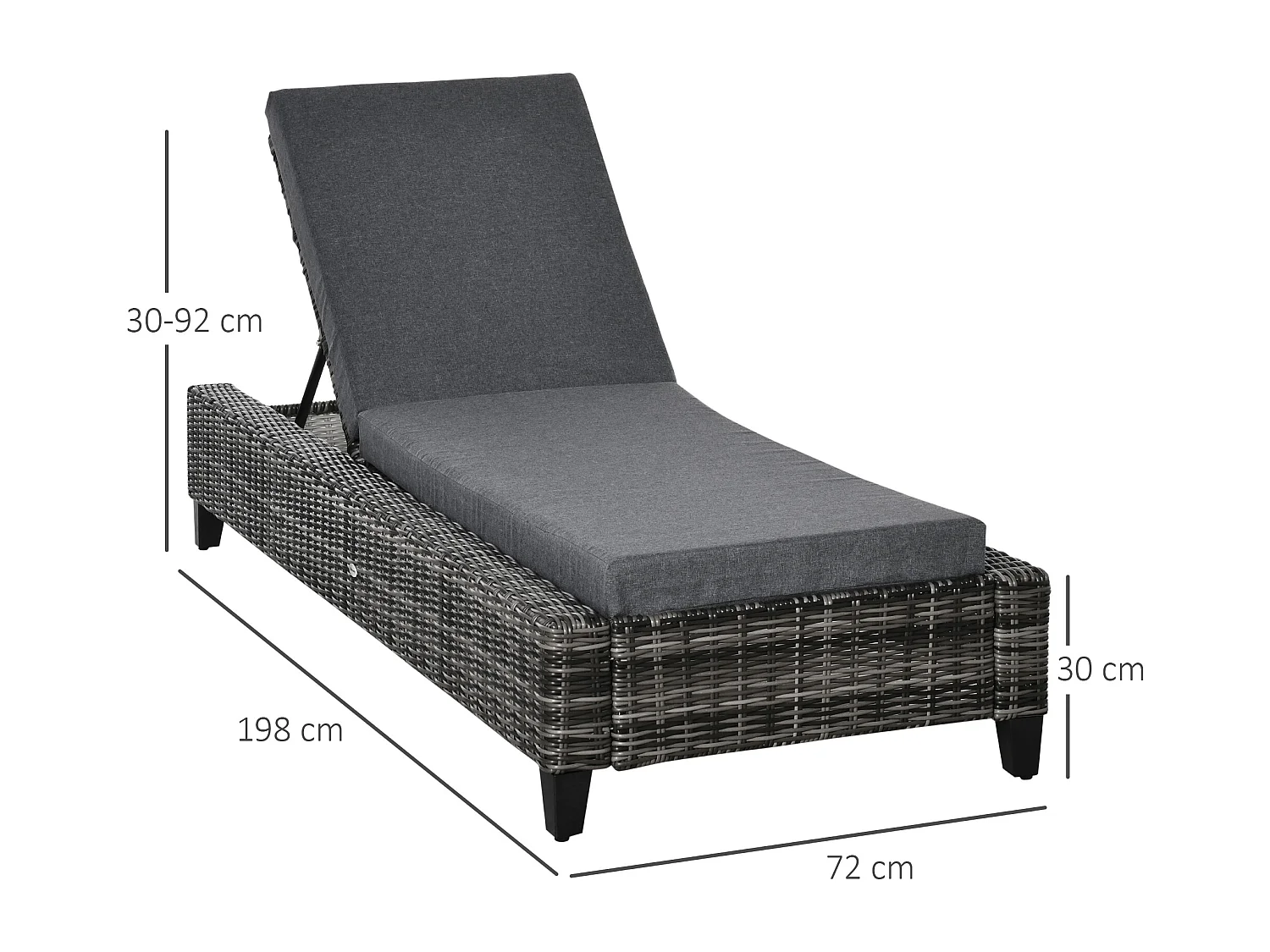Bain de soleil transat grand confort matelas inclinaison réglable multipositions résine tressée grise