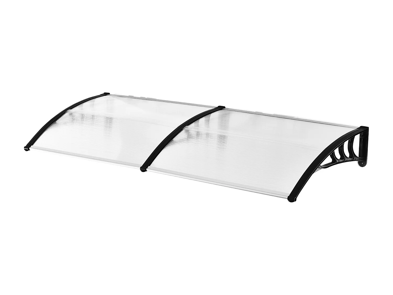 Auvent marquise de porte design voûté arrondi dim. 195L x 80l x 23H cm polycarbonate plastique noir