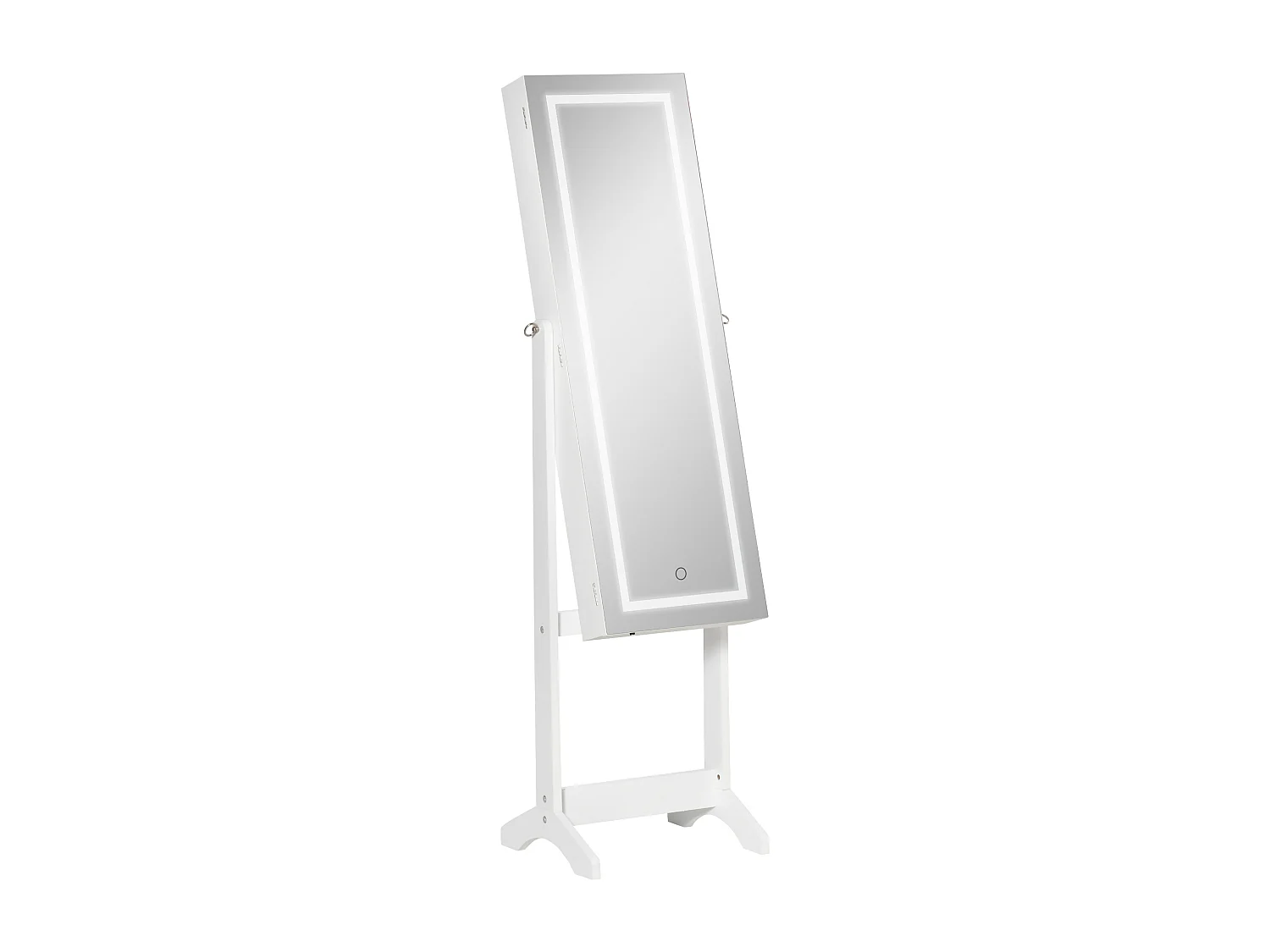 Armoire à bijoux sur pied multi-rangement avec miroir LED MDF blanc