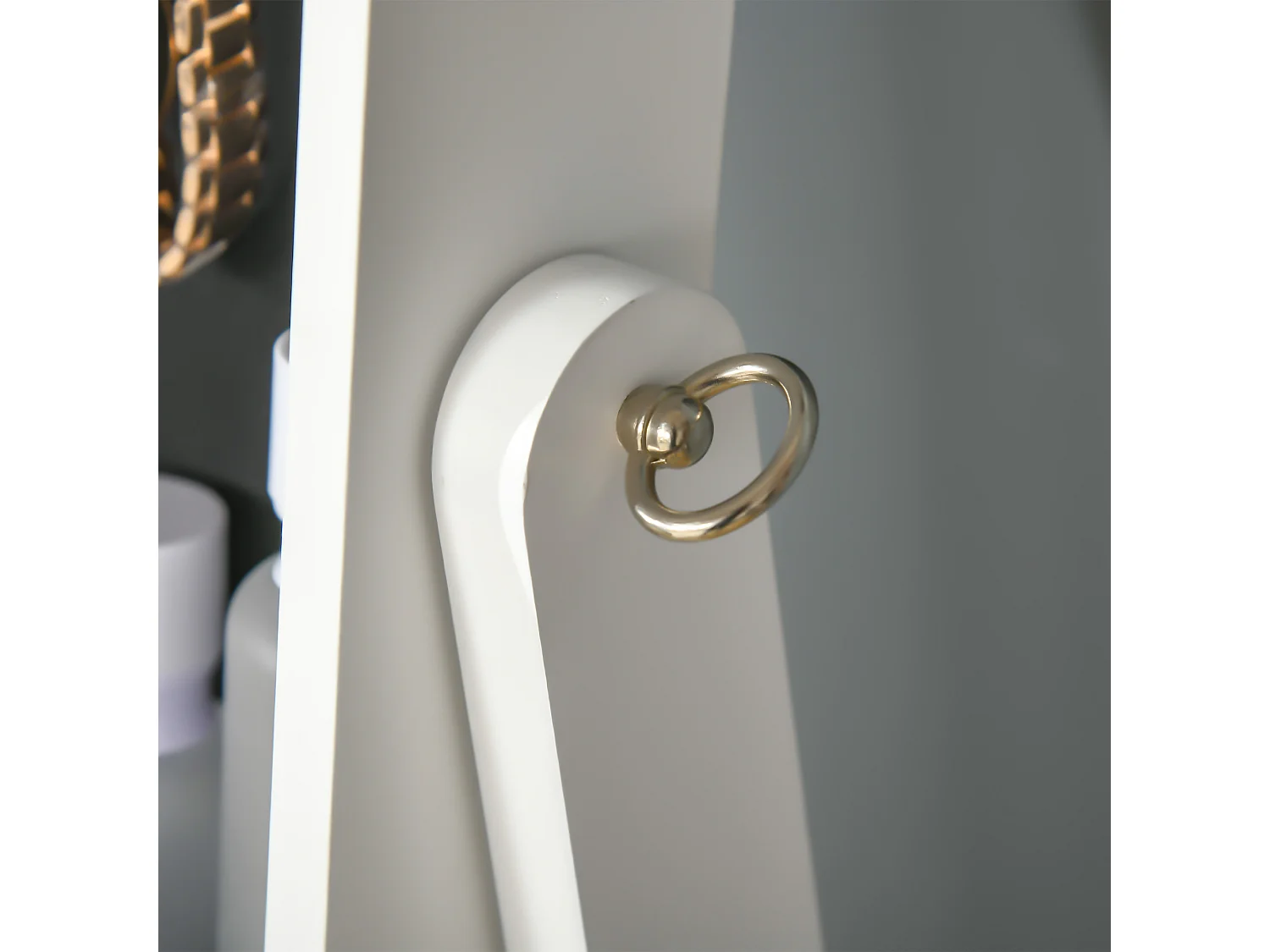 Armoire à bijoux sur pied multi-rangement avec miroir LED MDF blanc