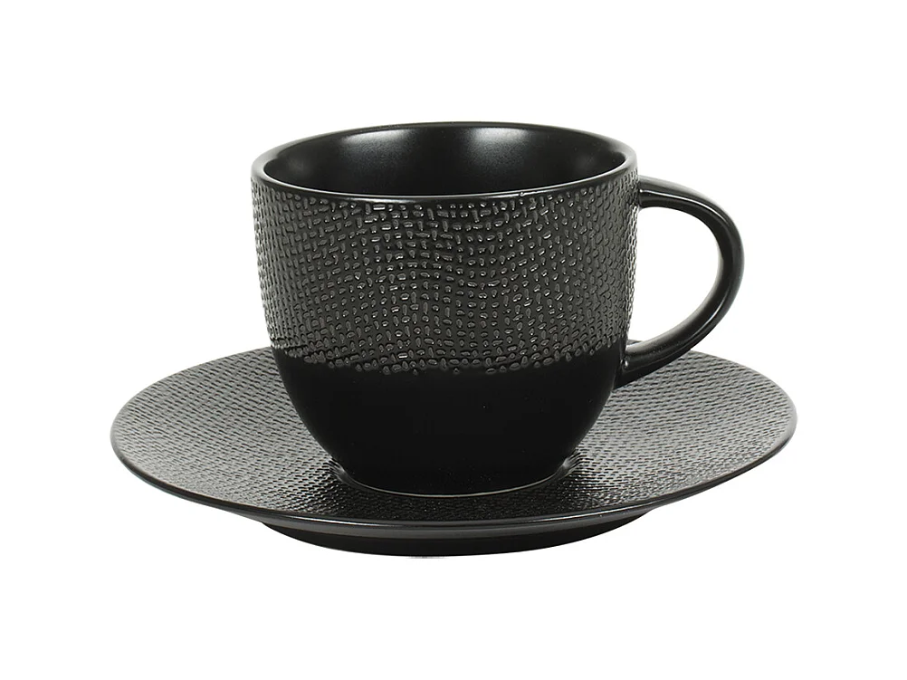 Tasse à thé et sous-tasse Vésuvio noir 22 cl (lot de 6)