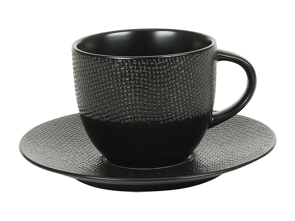 Tasse à thé et sous-tasse Vésuvio noir 22 cl (lot de 6)