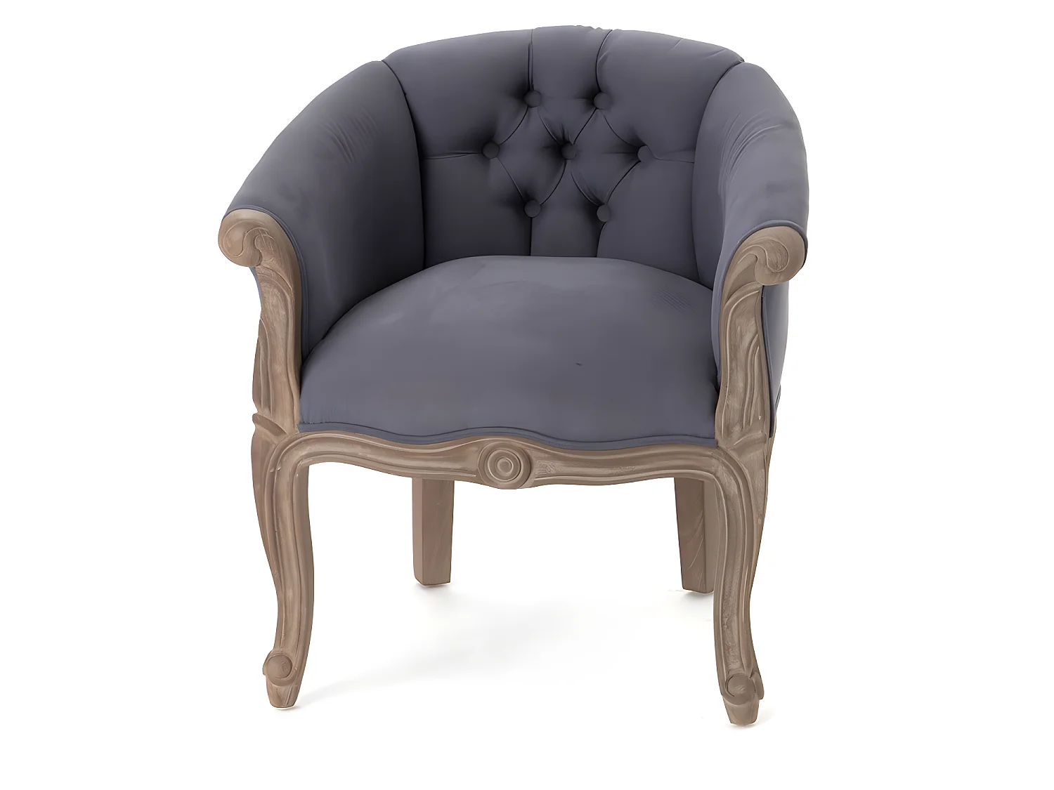 Fauteuil crapaud gris foncé en bois d'acajou
