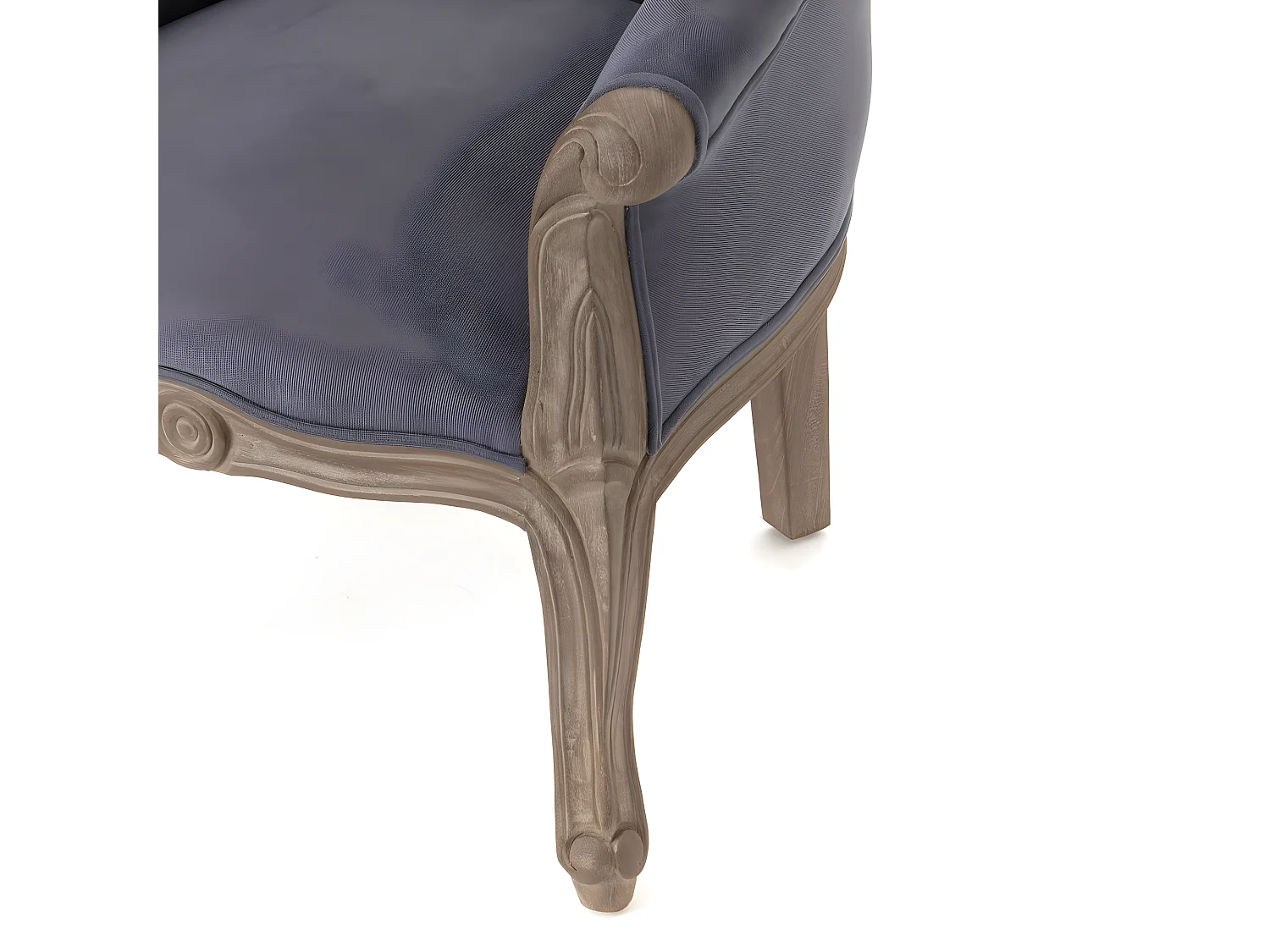 Fauteuil crapaud gris foncé en bois d'acajou