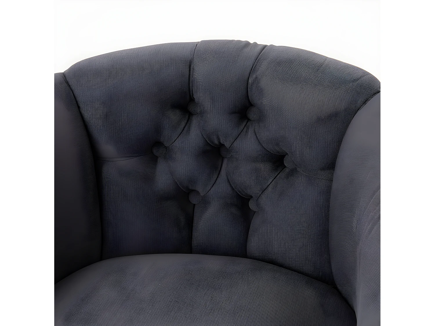 Fauteuil crapaud gris foncé en bois d'acajou