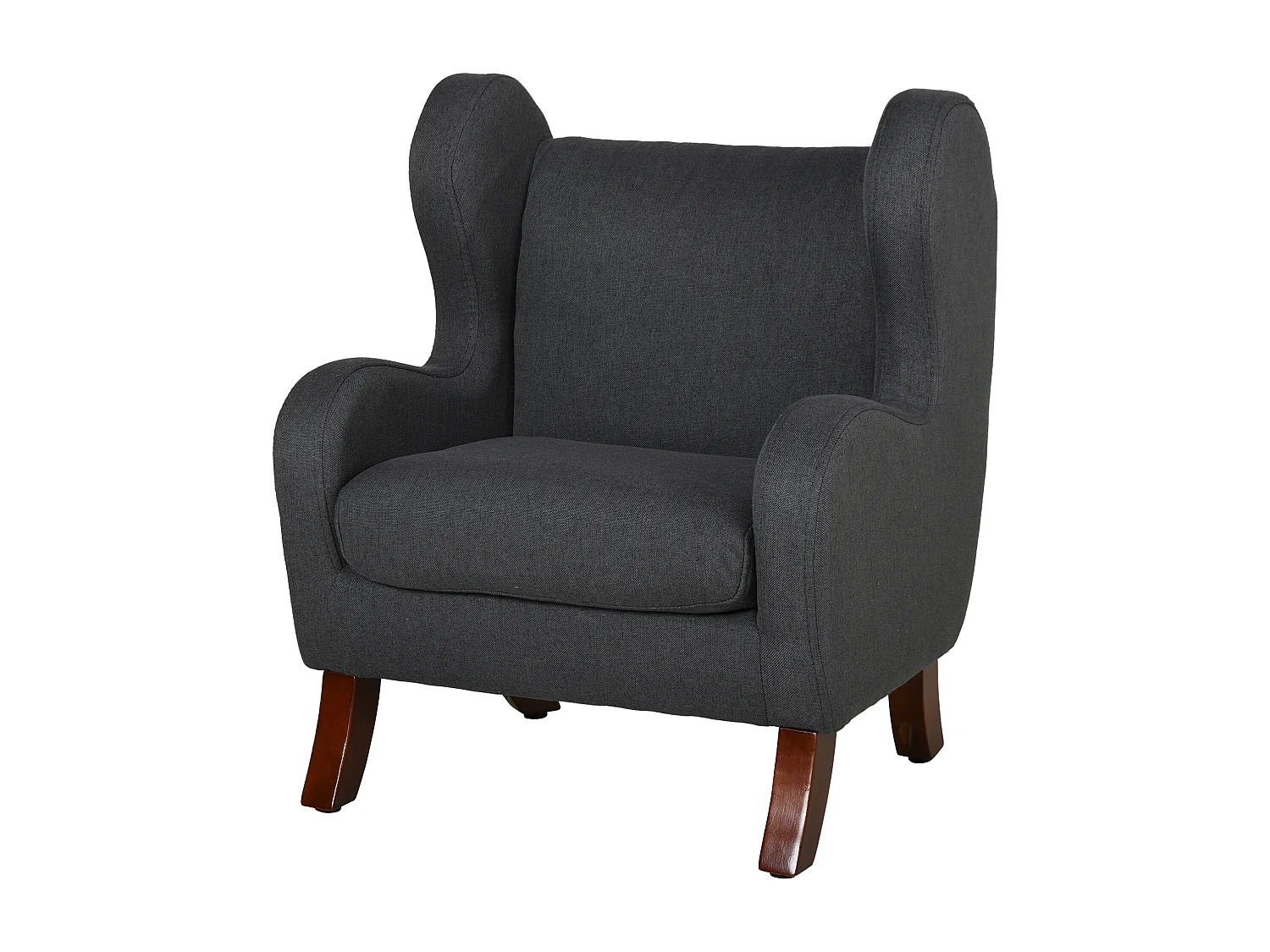 Fauteuil enfant oreilles grand confort accoudoirs assise dossier garnissage mousse haute densité piètement bois hévéa verni lin gris