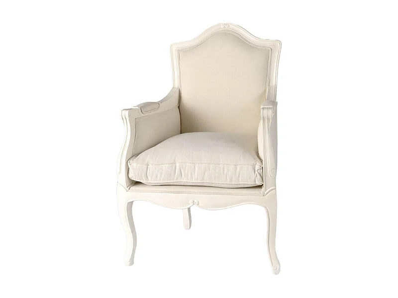Fauteuil Apolline blanc, tissu et acajou