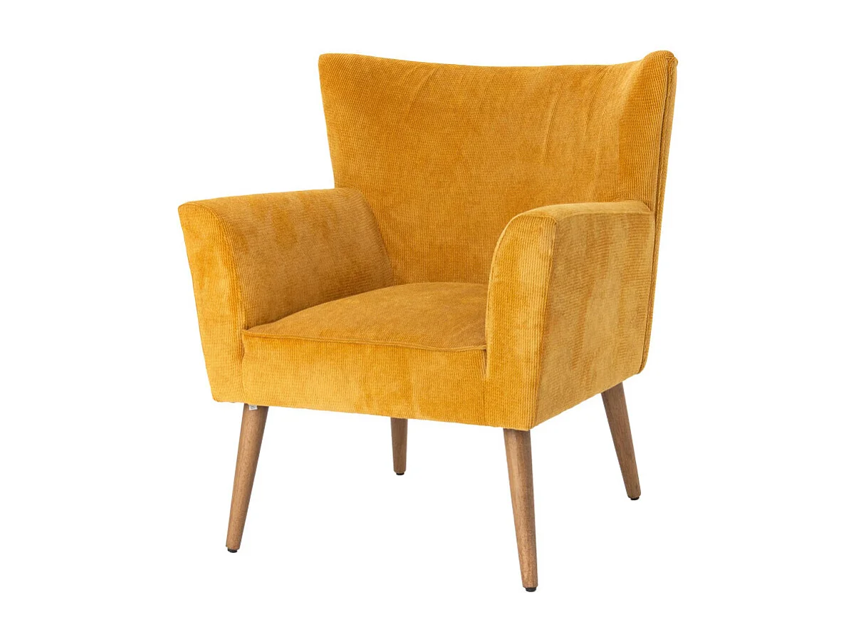 Fauteuil en velours côtelé moutarde Léon