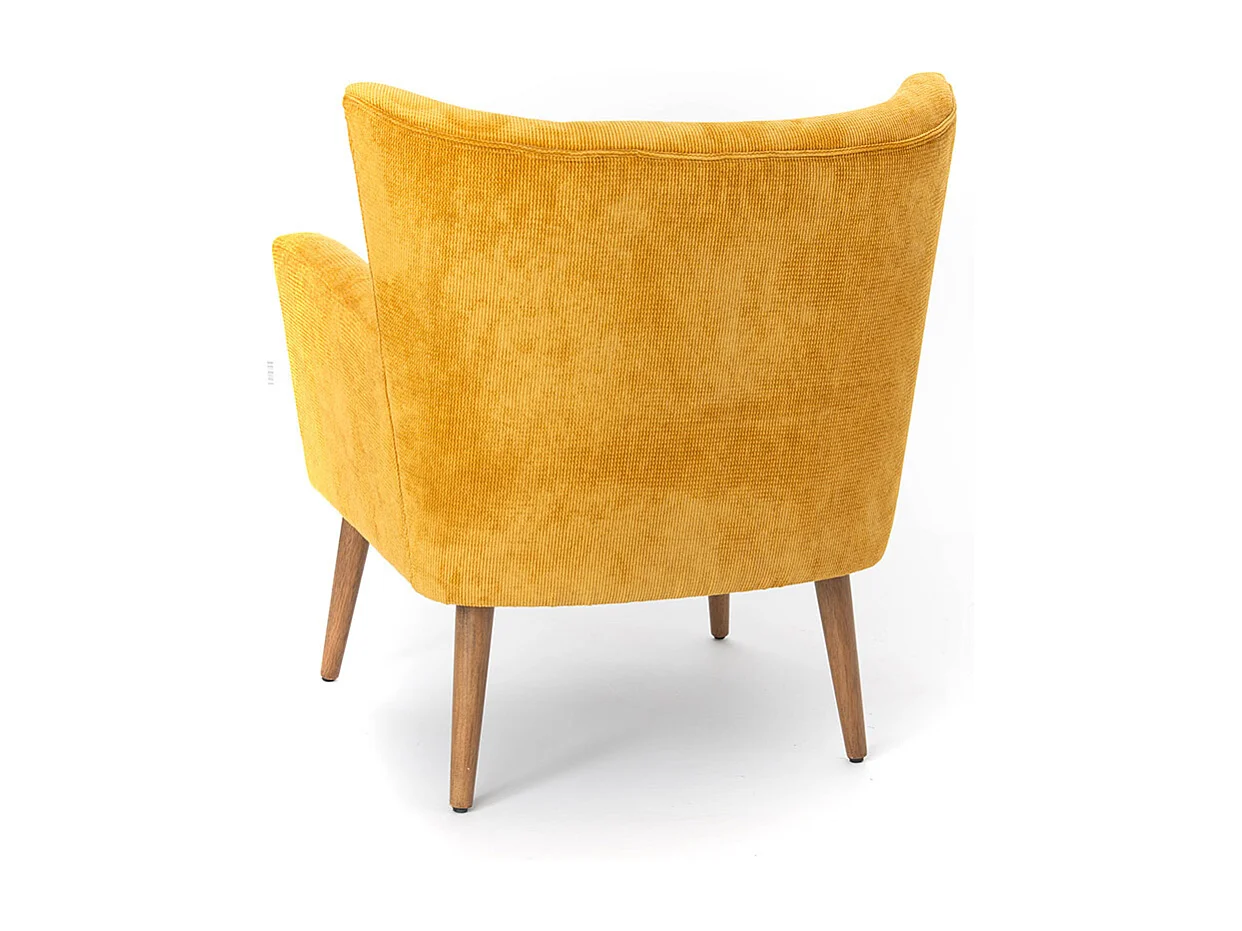 Fauteuil en velours côtelé moutarde Léon