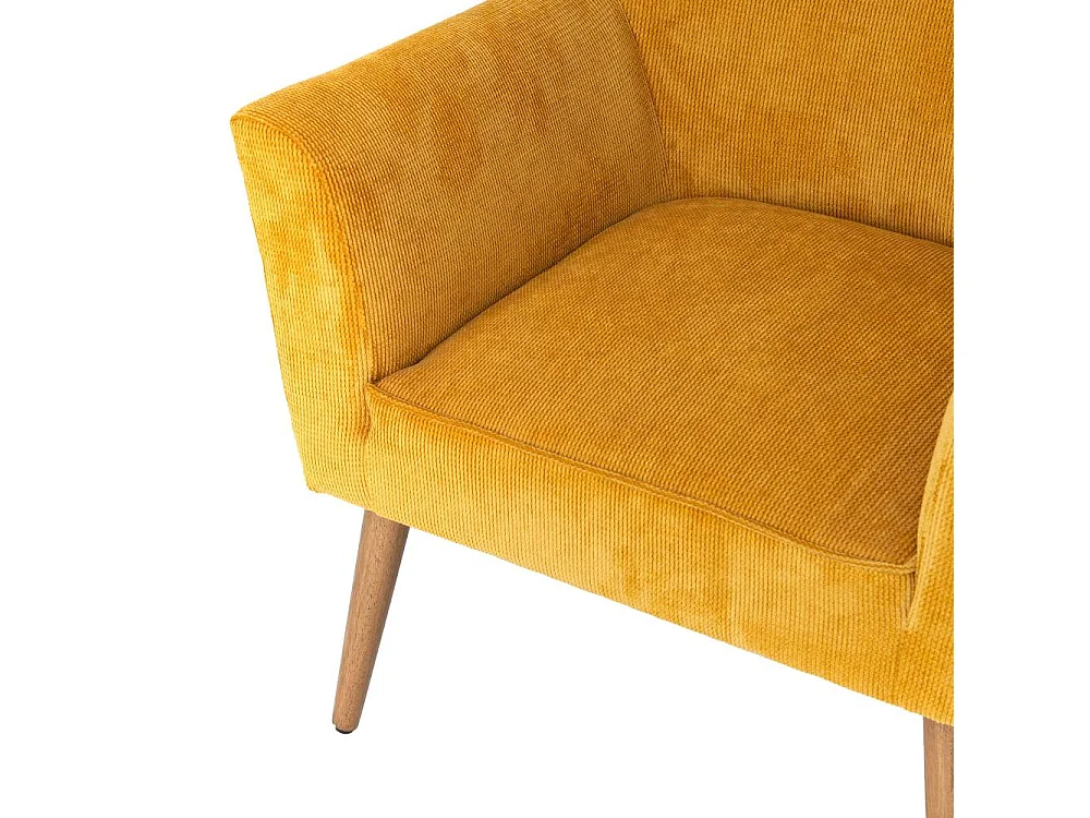 Fauteuil en velours côtelé moutarde Léon