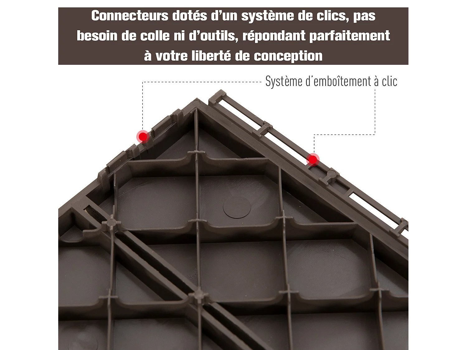 Caillebotis - dalles terrasse - lot de  9 - emboîtables, installation très simple - petits carreaux composite plastique imitation bois chocolat