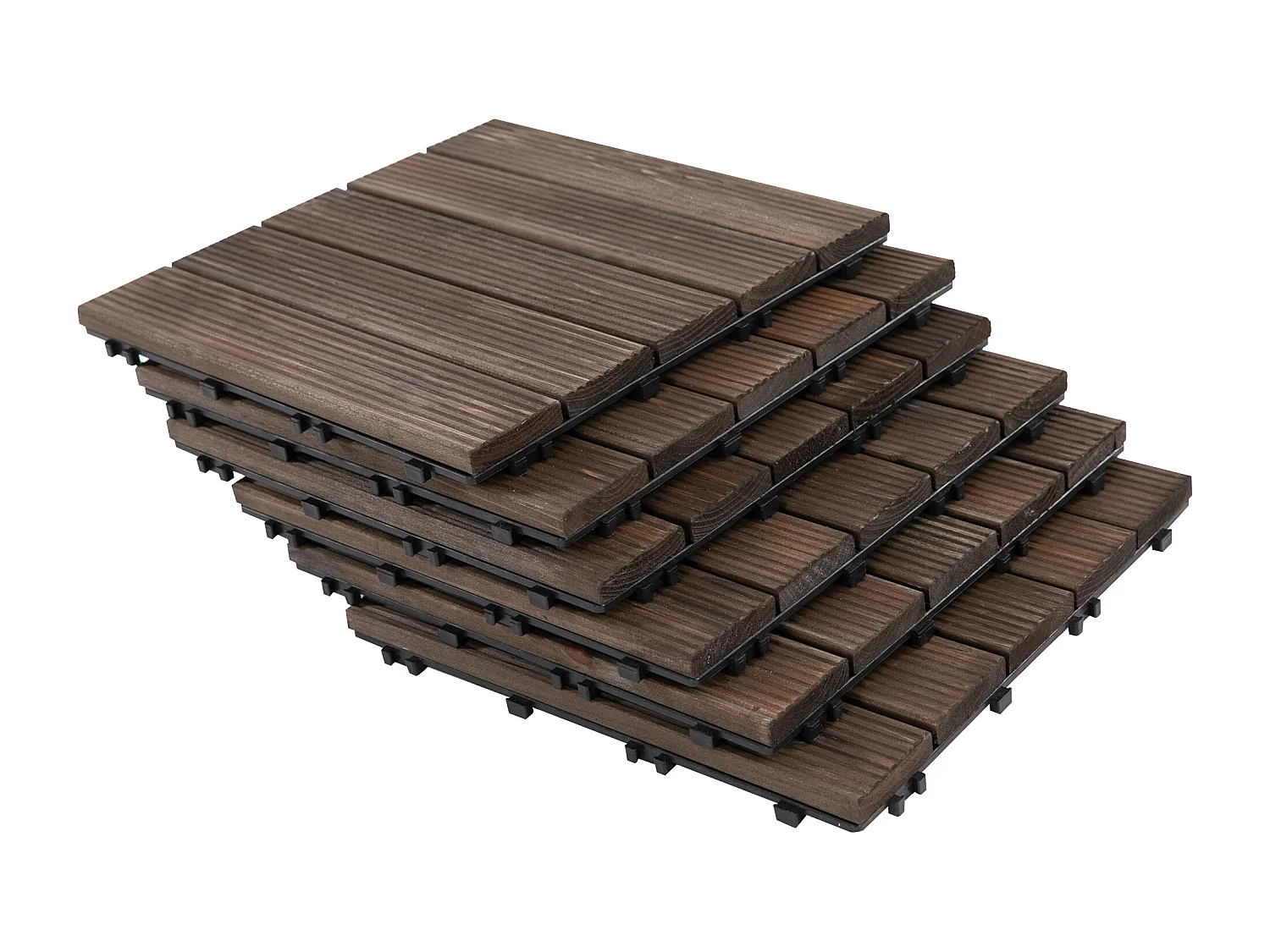 Dalles terrasse - caillebotis - lot de 27 pcs, surface max. 2,5 m²- emboîtables, installation très simple - carreaux bois sapin teinté noir