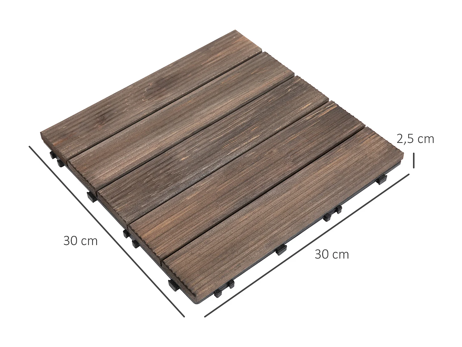 Dalles terrasse - caillebotis - lot de 27 pcs, surface max. 2,5 m²- emboîtables, installation très simple - carreaux bois sapin teinté noir