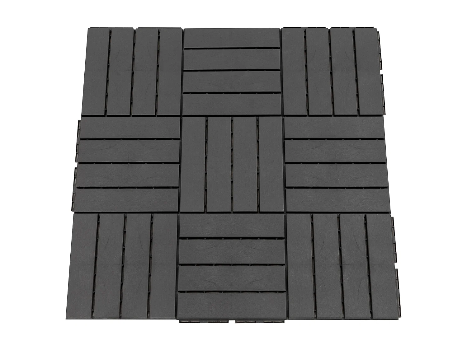 Caillebotis - dalles terrasse - lot de  9 - emboîtables, installation très simple - petits carreaux composite plastique imitation bois noir