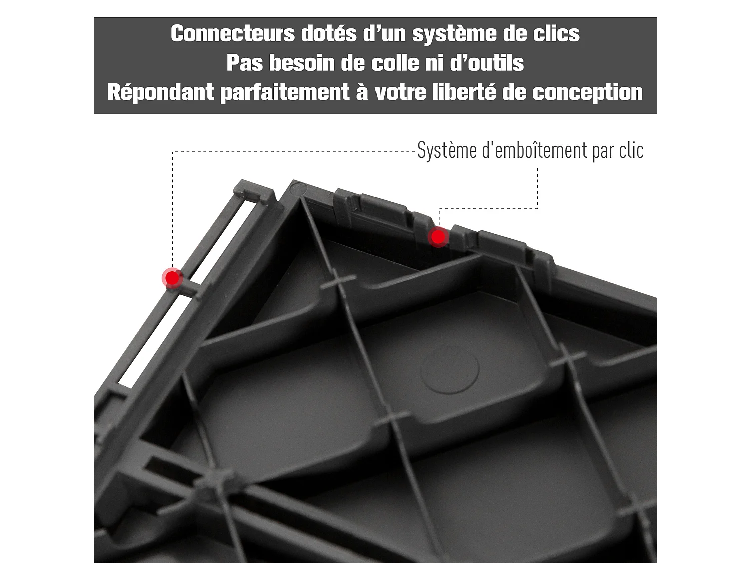 Caillebotis - dalles terrasse - lot de  9 - emboîtables, installation très simple - petits carreaux composite plastique imitation bois noir