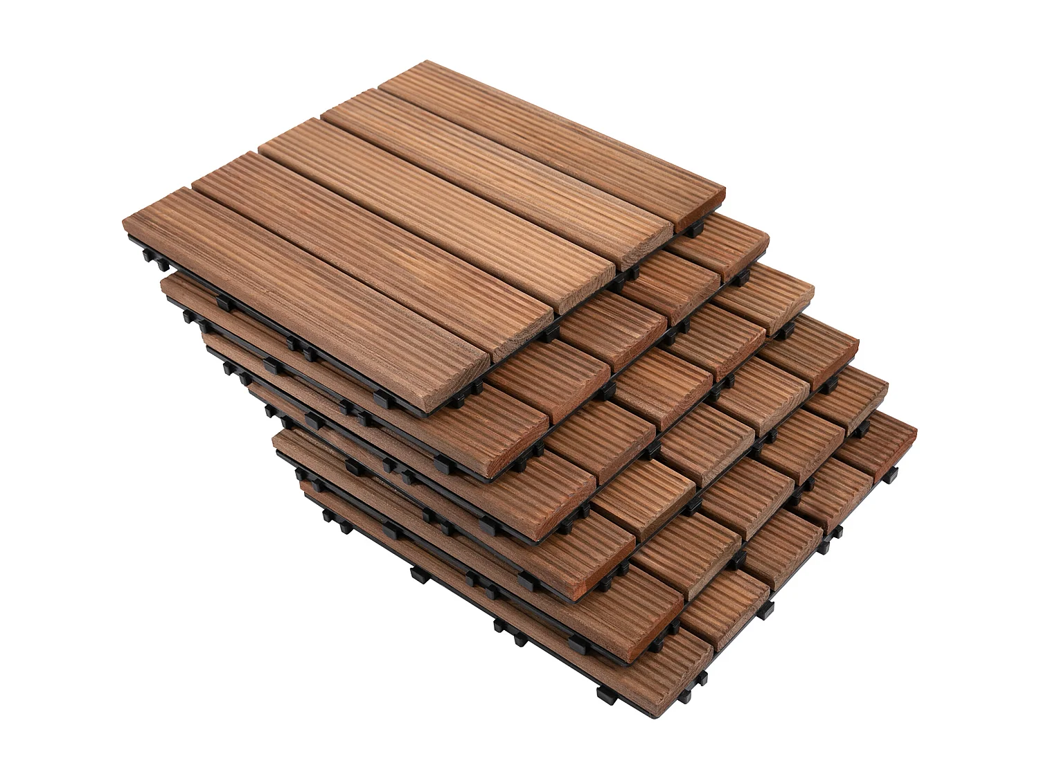 Dalles terrasse - caillebotis - lot de 27 pcs, surface max. 2,5 m²- emboîtables, installation très simple - carreaux bois sapin teinté brun