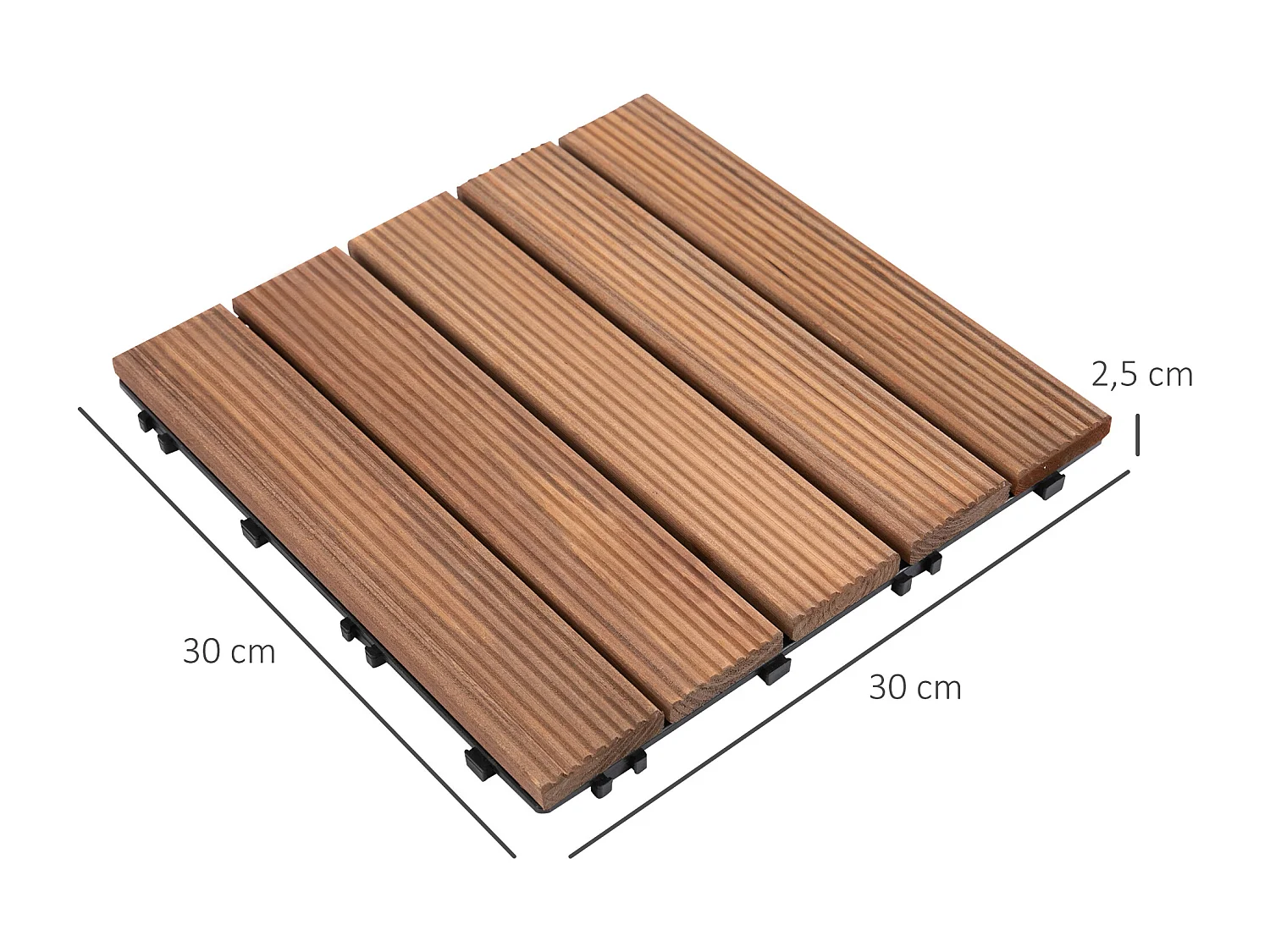 Dalles terrasse - caillebotis - lot de 27 pcs, surface max. 2,5 m²- emboîtables, installation très simple - carreaux bois sapin teinté brun
