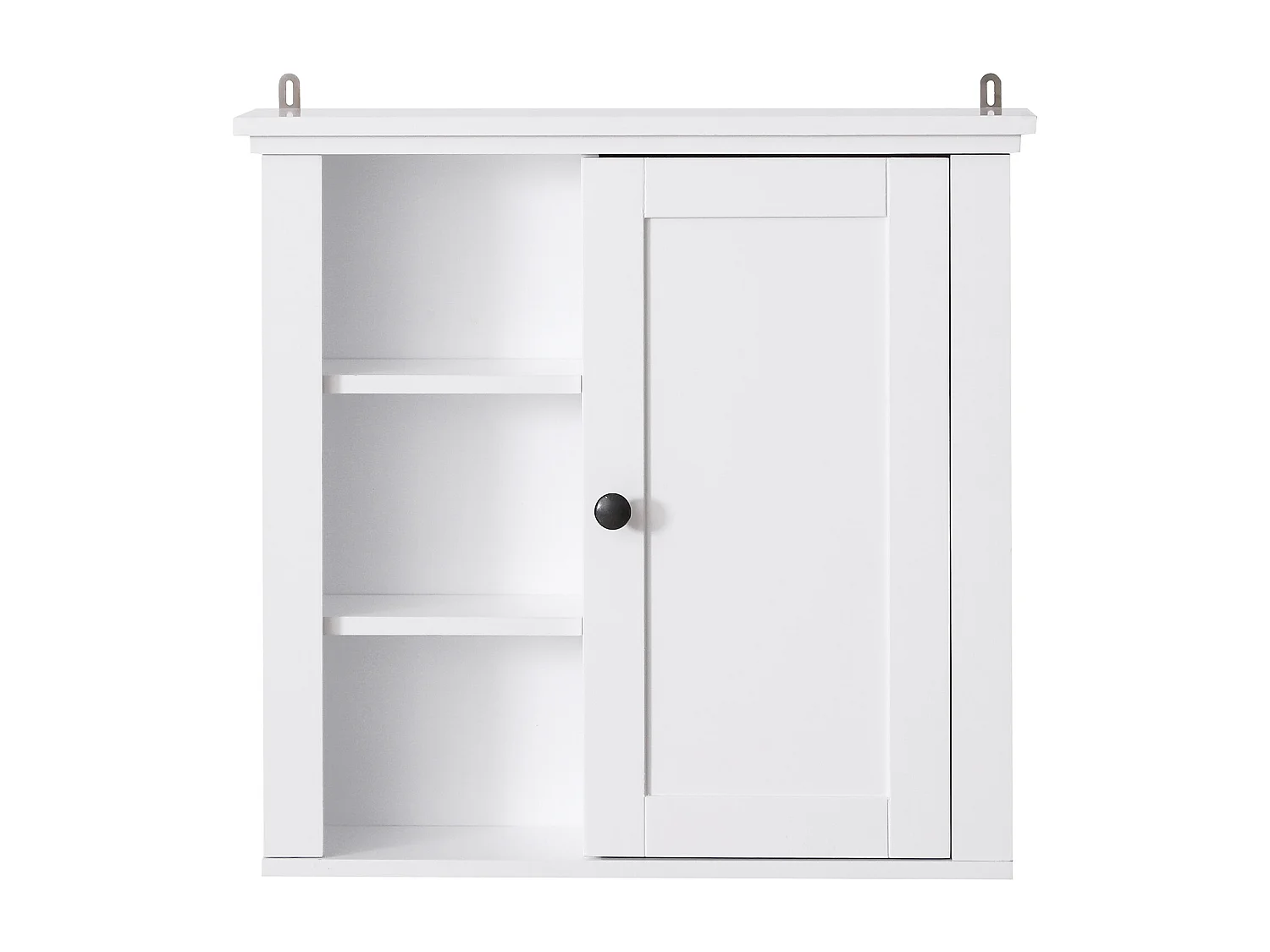 Armoire haute murale de salle de bain ou WC placard 1 porte 3 niches dim. 53L x 14,5l x 50,5H cm MDF panneaux particules blanc