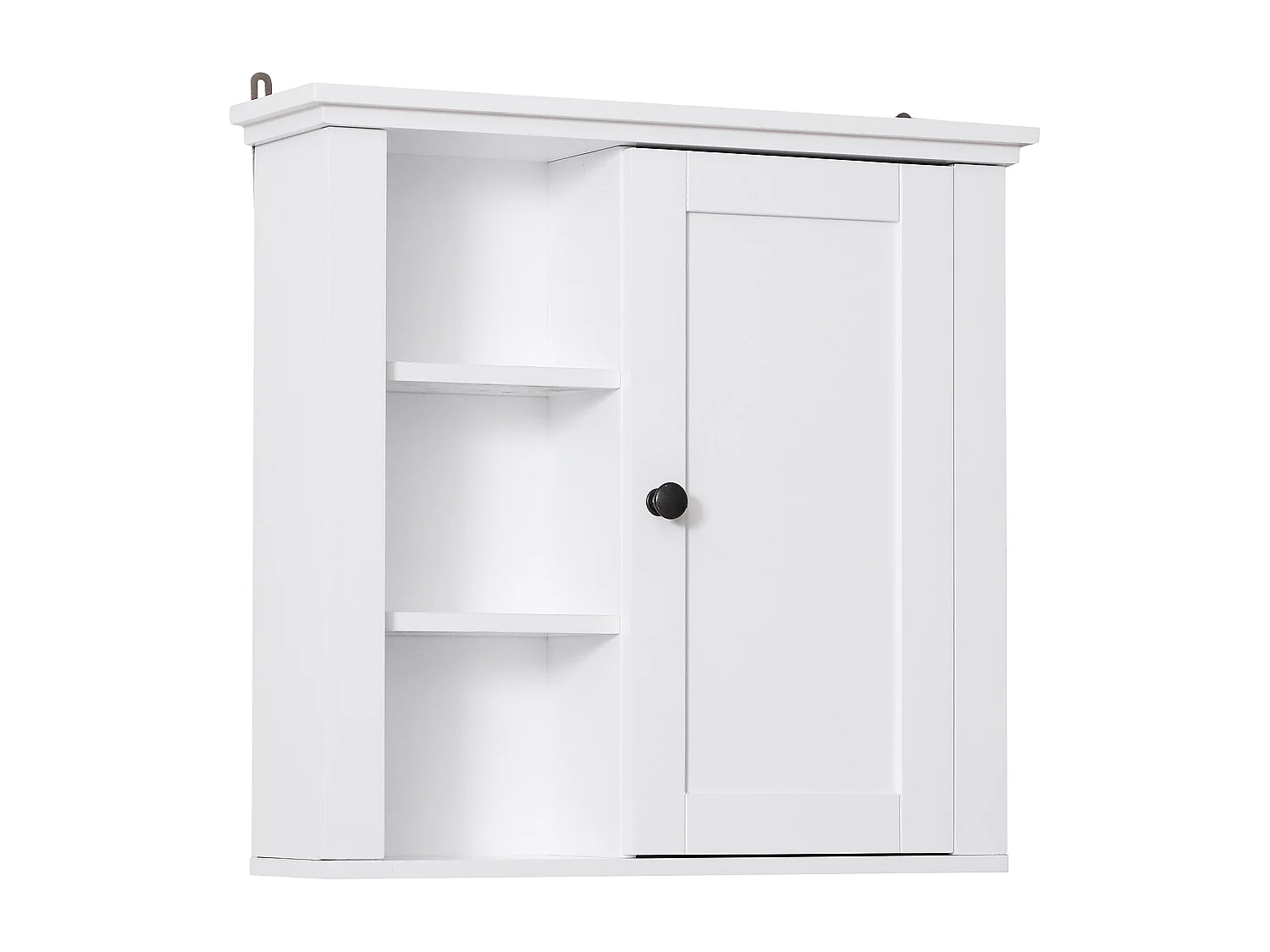 Armoire haute murale de salle de bain ou WC placard 1 porte 3 niches dim. 53L x 14,5l x 50,5H cm MDF panneaux particules blanc