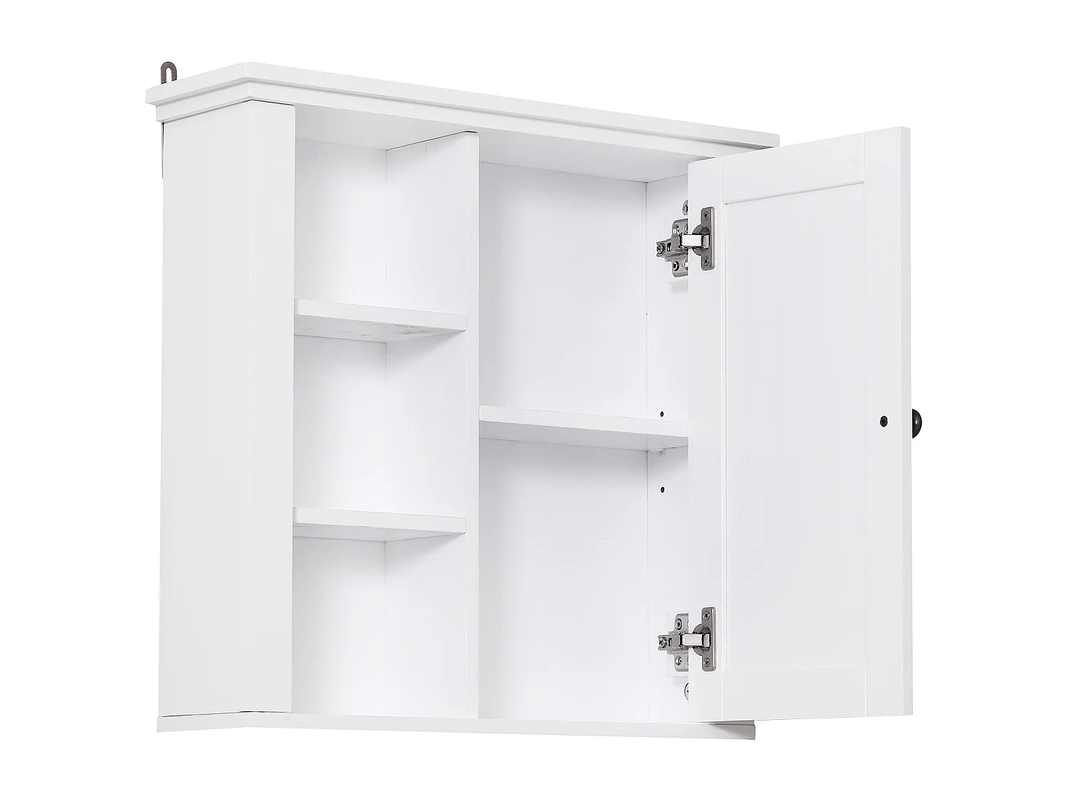 Armoire haute murale de salle de bain ou WC placard 1 porte 3 niches dim. 53L x 14,5l x 50,5H cm MDF panneaux particules blanc