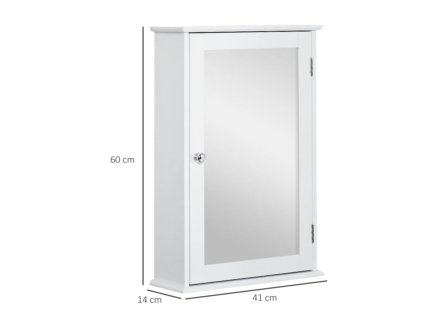 Armoire murale de salle de bain avec miroir - armoire à glace - placard de rangement toilettes - 1 porte, 2 étagères - verre MDF blanc