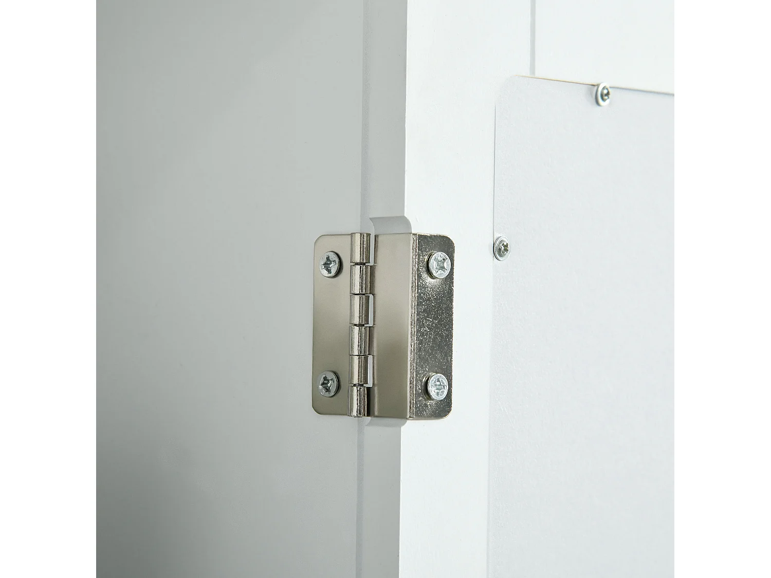 Armoire murale de salle de bain avec miroir - armoire à glace - placard de rangement toilettes - 1 porte, 2 étagères - verre MDF blanc