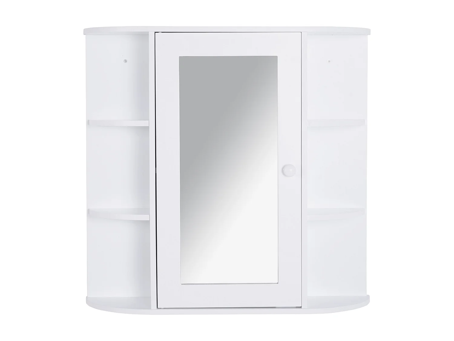 Armoire murale salle de bain armoire à glace placard de rangement toilettes 1 porte + étagères latérales MDF blanc