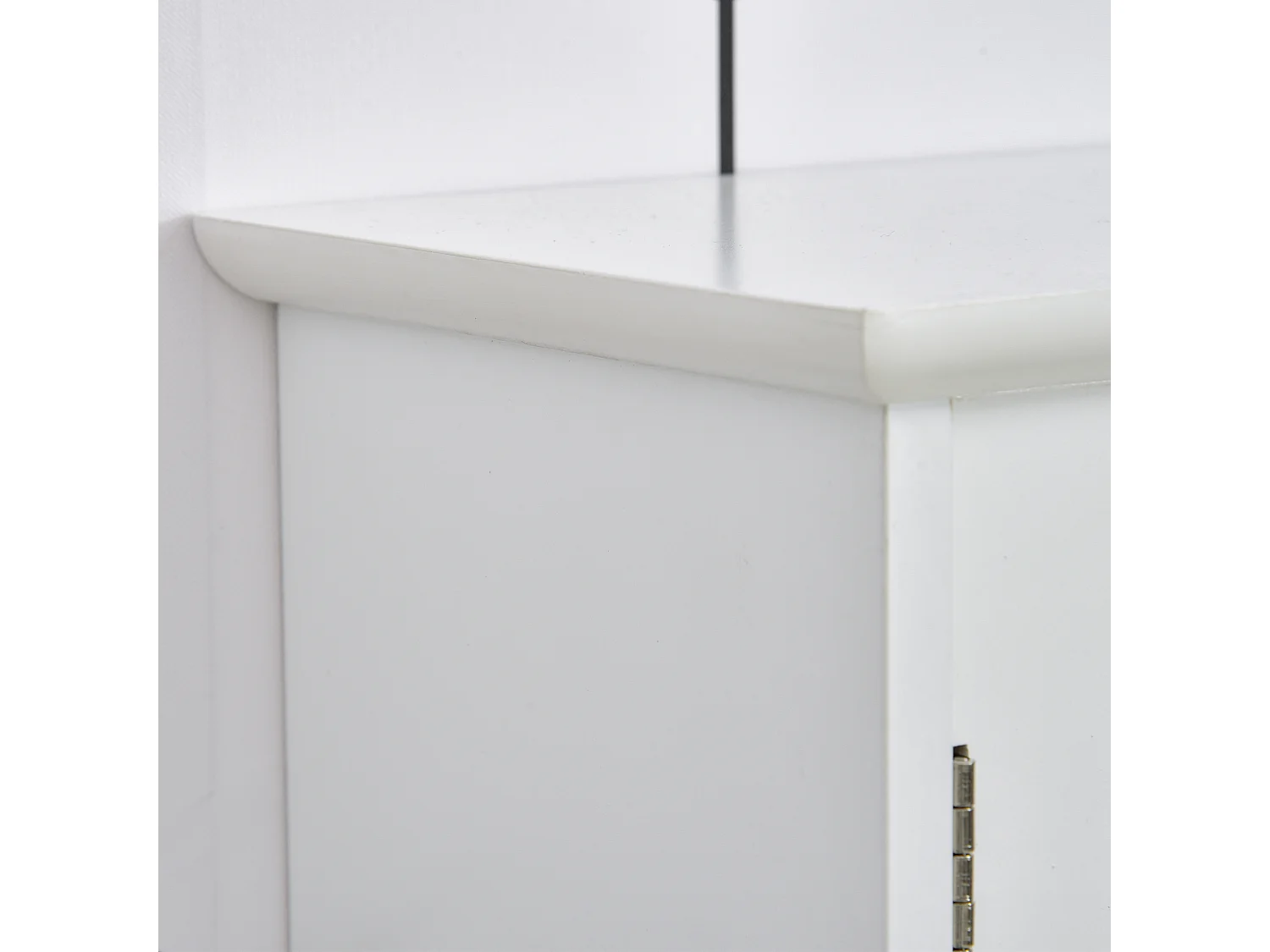 Armoire murale salle de bain armoire à glace placard de rangement toilettes 1 porte niche + étagères latérales MDF blanc