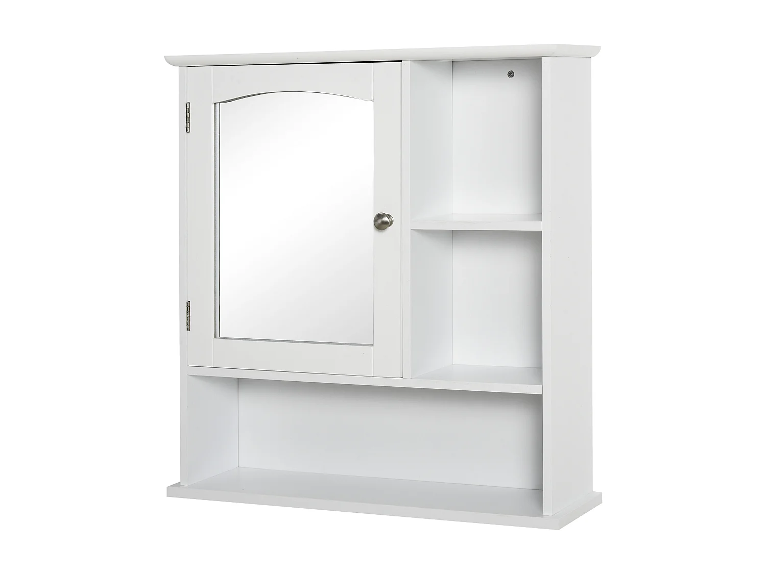 Armoire murale salle de bain armoire à glace placard de rangement toilettes 1 porte niche + étagères latérales MDF blanc