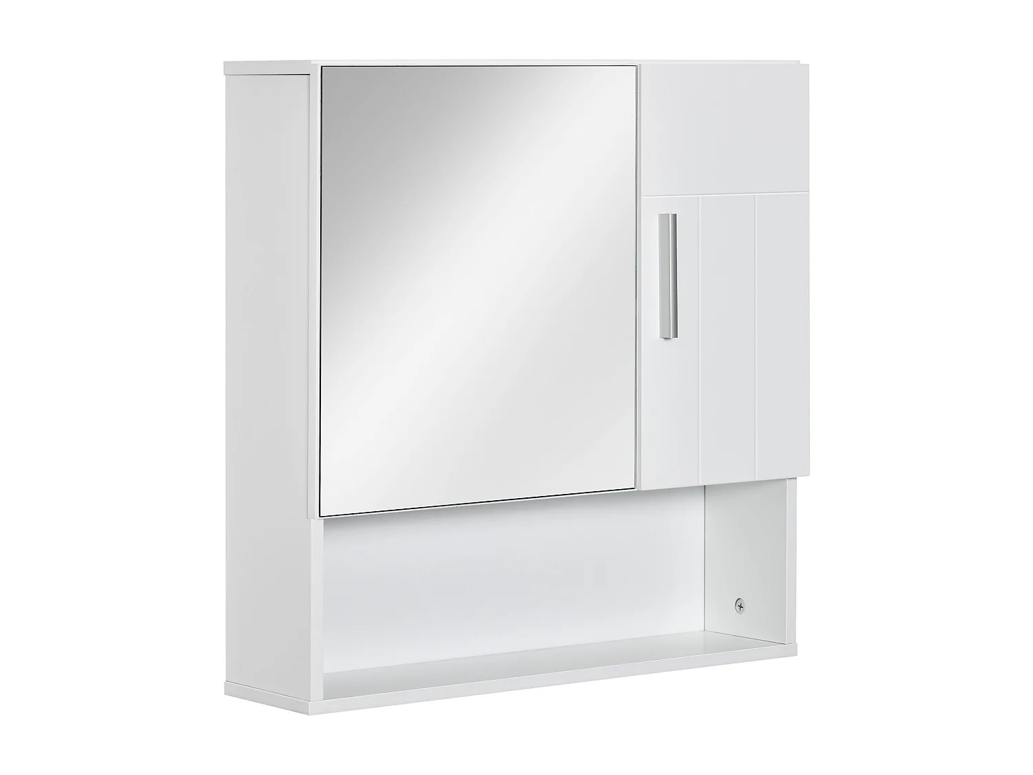 Armoire murale miroir de salle de bain - 2 portes, étagères, niche - dim. 54L x 15,2l x 55,3H cm - MDF blanc