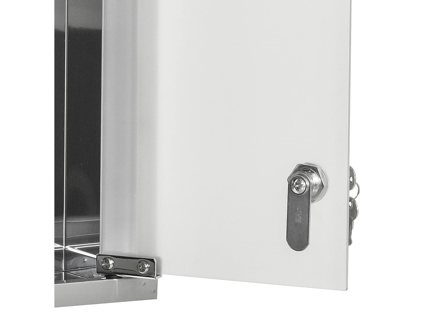 Armoire à pharmacie 2 étagères 3 niveaux 20L x 12l x 58H cm porte verre trempé symbole croix acier inox.