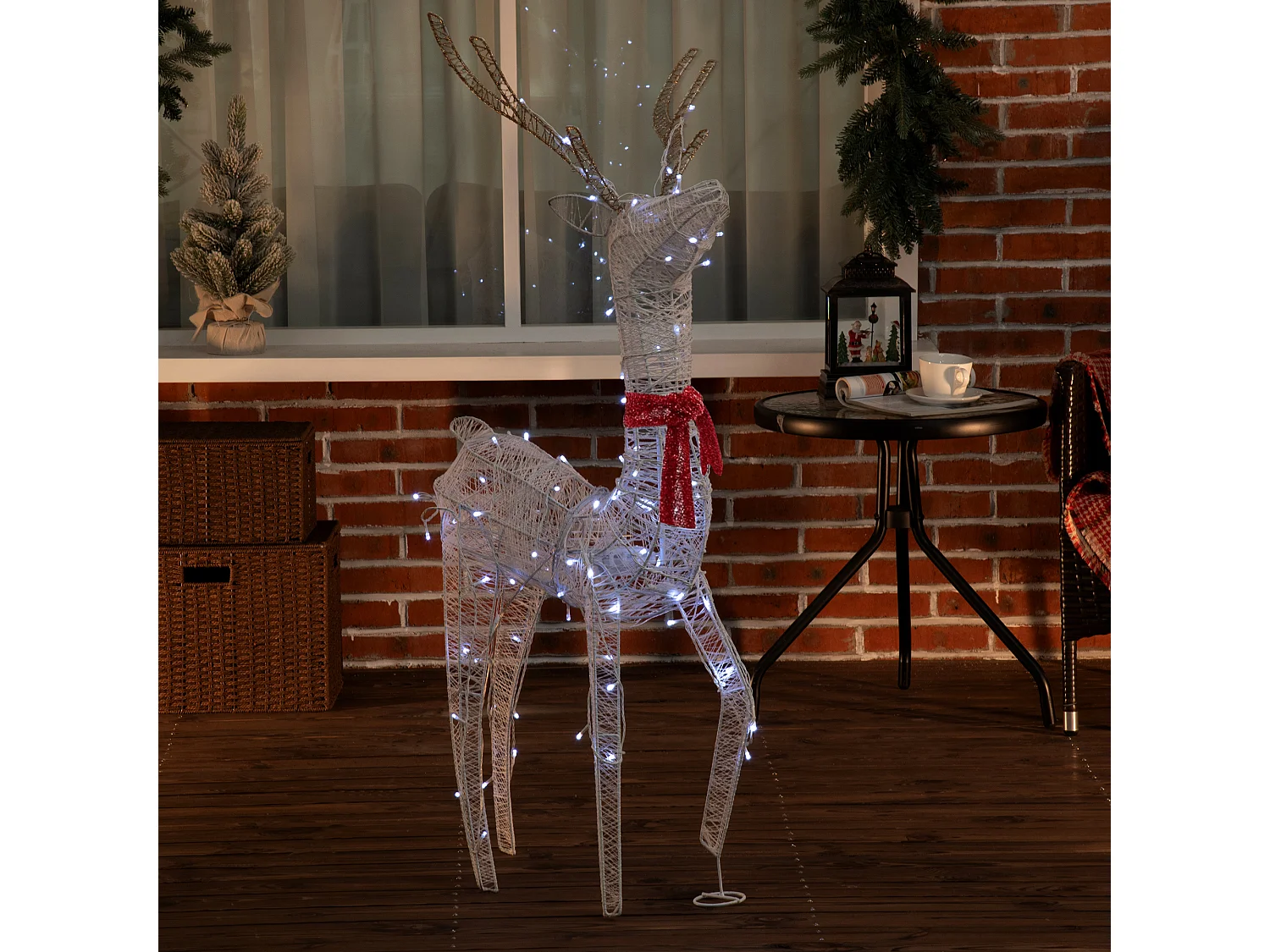 Déco renne de Noël lumineux - Silhouette renne lumineux - décoration LED extérieure de Noël - 92 LED blanc froid