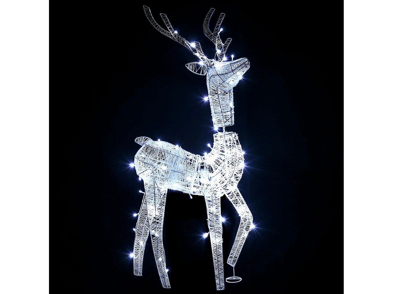 Déco renne de Noël lumineux - Silhouette renne lumineux - décoration LED extérieure de Noël - 92 LED blanc froid